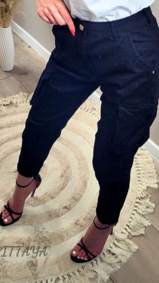 Spodnie damskie bojówki czarne (1)